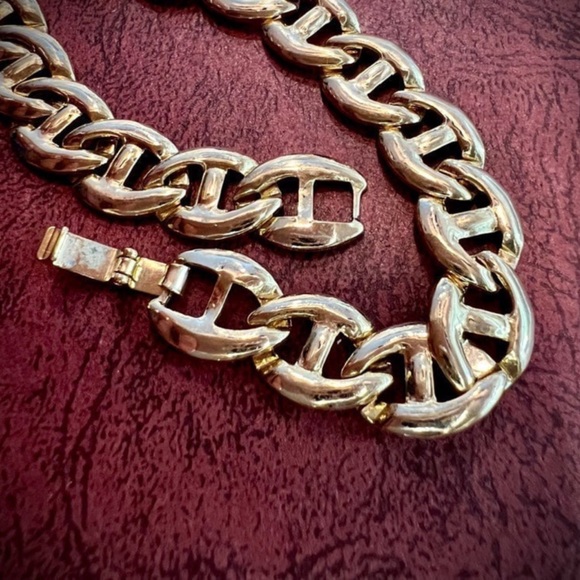 Vintage Mariner Link Chain Necklace. Chunky Statement Necklace Graduated links - Picture 9 of 15